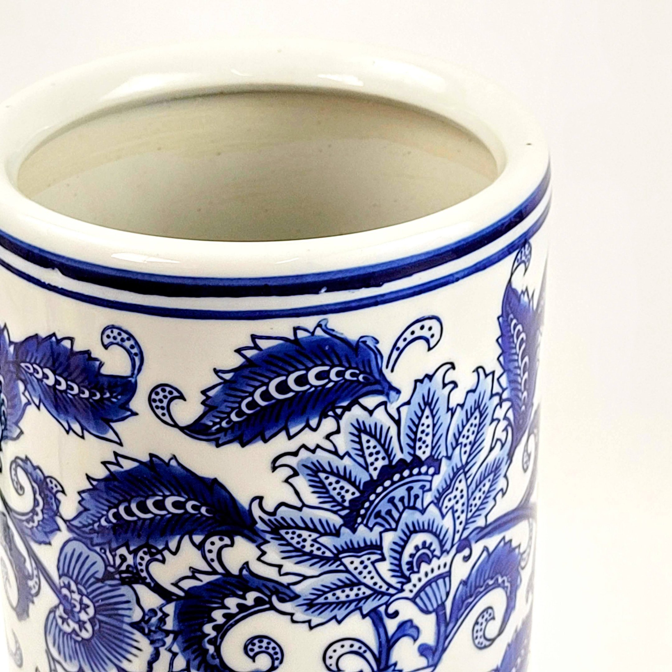 Vaso Porta Guarda Chuva Decorativo Azul e Branco 45x19cm G - 4