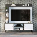 Ver imagem 1 de Estante para TV e Home Theater Retrô para TV até 50 Polegadas 180CMX184,5cm Pés em Madeira Maciça Retrô 2 Portas Quiditá Branco