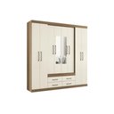 Ver imagem 1 de Guarda Roupa Casal 8 Portas e 4 Gavetas C- Espelho Jatoba-areia