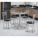 Ver imagem 1 de Conjunto Mesa Redonda Tampo de Vidro e 4 Cadeiras Assento Estofado