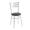 Ver imagem 4 de Conjunto Mesa Redonda Tampo de Vidro e 4 Cadeiras Assento Estofado Preto/Cromado