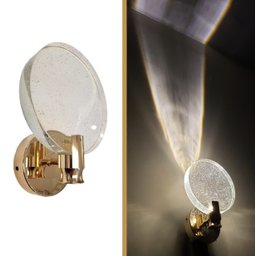 Arandela Led 6w Cristal Redondo Dourado 3000k Bivolt At8023 - 2