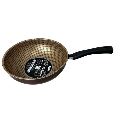 Frigideira Antiaderente Wok 24cm 2,8l Cor Chocolate