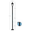 Ver imagem 3 de Kit 4 Postes de Iluminação Preto para Praça Tubo em Alumínio Lâmpada E27 Termoplástico Jardim