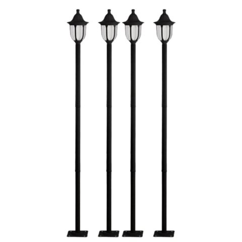 Kit 4 Postes de Iluminação Preto para Praça Tubo em Alumínio Lâmpada E27 Termoplástico Jardim