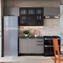 Ver imagem 1 de Cozinha Modulada Compacta 4 Peças Vidro Fumê Diamante Preto/Chumbo/Titânio