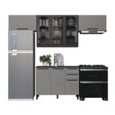Ver imagem 2 de Cozinha Modulada Compacta 4 Peças Vidro Fumê Diamante Preto/Chumbo/Titânio