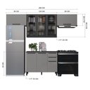 Ver imagem 3 de Cozinha Modulada Compacta 4 Peças Vidro Fumê Diamante Preto/Chumbo/Titânio