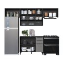Ver imagem 4 de Cozinha Modulada Compacta 4 Peças Vidro Fumê Diamante Preto/Chumbo/Titânio
