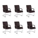 Ver imagem 2 de Kit com 6 Cadeiras Office Base Fixa em Aço Cromado e Couro Ecologico Austin Marrom