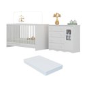 Ver imagem 1 de Berço 3 em 1 com Colchão Incluso e Cômoda 1 Porta 4 Gavetas Serena Multimóveis Mp4753 Branco
