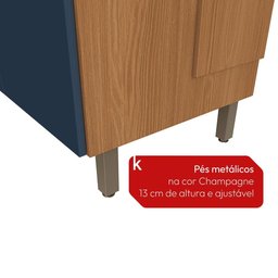 Cozinha Compacta Luna Kappesberg 3 Peças Canela/azul Profundo 192,5cm - 7