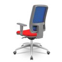 Ver imagem 2 de Cadeira Brizza Diretor Grafite Tela Azul com Assento Aero Vermelho Base Autocompensador Aluminio -