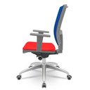 Ver imagem 3 de Cadeira Brizza Diretor Grafite Tela Azul com Assento Aero Vermelho Base Autocompensador Aluminio -