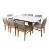 Sala de Jantar Viena (base+tampo) 2,20x1,10, com 8 Cadeiras Rope Verniz Nogueira, Factor Cinza - Tam - 1