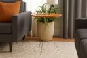 Ver imagem 6 de Mesa Lateral Redonda Bistrô Pé Palito Apoio Sofá Decoração 45 X 45cm Nozes / Champagne