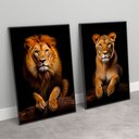 Ver imagem 1 de 2 Quadros Decorativos Leão e Leoa no Tronco Sala Quarto Casa Escritório