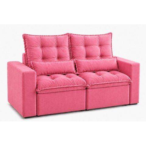 Sofá Retrátil e Reclinável 1,50m em Tecido Suede Rosa