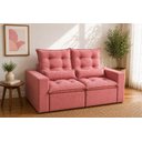 Ver imagem 2 de Sofá Retrátil e Reclinável 1,50m em Tecido Suede Rosa