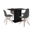 Ver imagem 6 de Mesa Jantar Londres Tampo Preto 120cm 4 Cadeiras Base Cobre Estofado Grafite