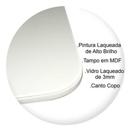 Mesa Jantar Pandora Tampo Retangular Laca com Vidro 100x70cm Branco - 2
