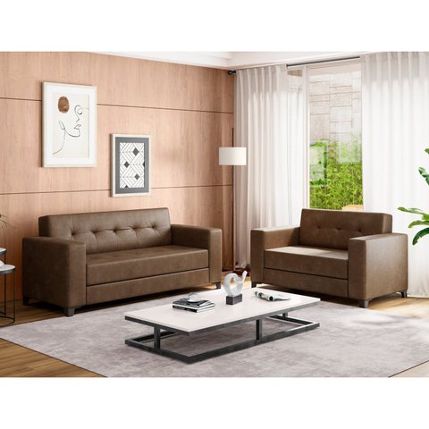 Conjunto de Sofás 3 e 2 Lugares Bronze Marrom