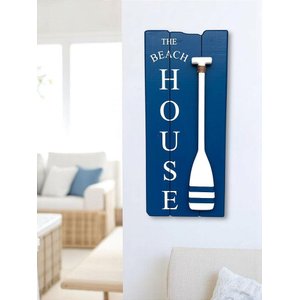 Quadro Decorativo The Beach House Fundo Azul Decoração de Praia
