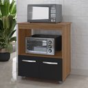 Ver imagem 2 de Balcão Cozinha para Forno Micro-ondas Multiuso Angel 02 Portas Savana Preto - Desk Design