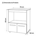 Ver imagem 4 de Balcão Cozinha para Forno Micro-ondas Multiuso Angel 02 Portas Savana Preto - Desk Design