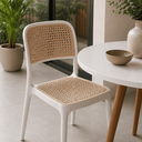 Ver imagem 4 de Conjunto Mesa de Jantar Redonda 70cm com 3 Cadeiras Mônaco Rattan - Branco e Nude