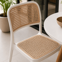 Ver imagem 5 de Conjunto Mesa de Jantar Redonda 70cm com 3 Cadeiras Mônaco Rattan - Branco e Nude