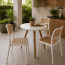 Ver imagem 3 de Conjunto Mesa de Jantar Redonda 70cm com 3 Cadeiras Mônaco Rattan - Branco e Nude