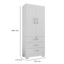 Ver imagem 4 de Guarda Roupa Solteiro 2 Portas Cabideiro 3 Gavetas Framar:branco