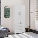 Ver imagem 6 de Guarda Roupa Solteiro 2 Portas Cabideiro 3 Gavetas Framar:branco