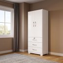 Ver imagem 1 de Guarda Roupa Solteiro 2 Portas Cabideiro 3 Gavetas Framar:branco