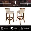 Ver imagem 7 de Cadeira para Bancada Banco Alto de Madeira Bar Cozinha Americana Encosto Estofado Valios Banqueta