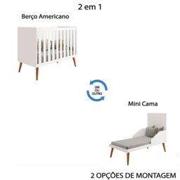 Kit Quarto Bebê Berço Americano 2 em 1 e Comoda Sapateira Isis Areia Fosco Infantil Pés Retrô Reller - 3