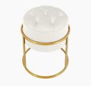 Ver imagem 2 de Kit 2 Puff Banqueta Estofado Decorativo Base de Ferro Capitonê Suede Off White Eli Móveis e Decoraçã