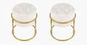 Ver imagem 1 de Kit 2 Puff Banqueta Estofado Decorativo Base de Ferro Capitonê Suede Off White Eli Móveis e Decoraçã
