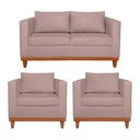 Ver imagem 1 de Kit Sofá 3 Lugares e 2 Poltronas Europa 180 cm Estilo Conforto e Elegância Linho Rosê - Amarena