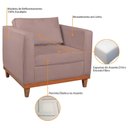 Ver imagem 7 de Kit Sofá 3 Lugares e 2 Poltronas Europa 180 cm Estilo Conforto e Elegância Linho Rosê - Amarena