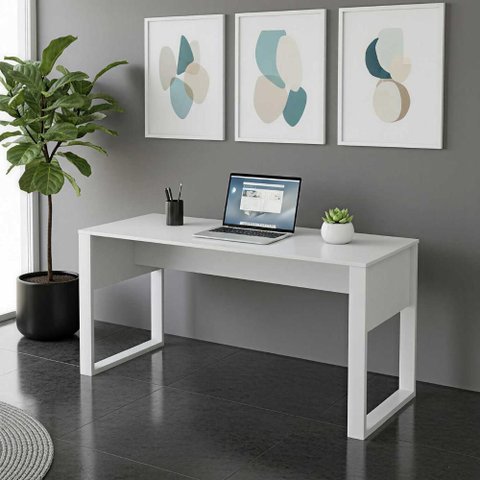 Mesa para Escritório Escrivaninha 136cm X 60cm Home Office Cor:branco