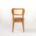 Ver mais imagens de Cadeira Orgânica Fluire Tela Sextavada Assento Estofado Courino Caramelo Madeira Maciça Cor Freijó