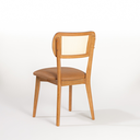 Ver imagem 3 de Cadeira Orgânica Fluire Tela Sextavada Assento Estofado Courino Caramelo Madeira Maciça Cor Freijó