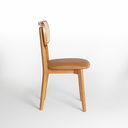 Ver imagem 4 de Cadeira Orgânica Fluire Tela Sextavada Assento Estofado Courino Caramelo Madeira Maciça Cor Freijó