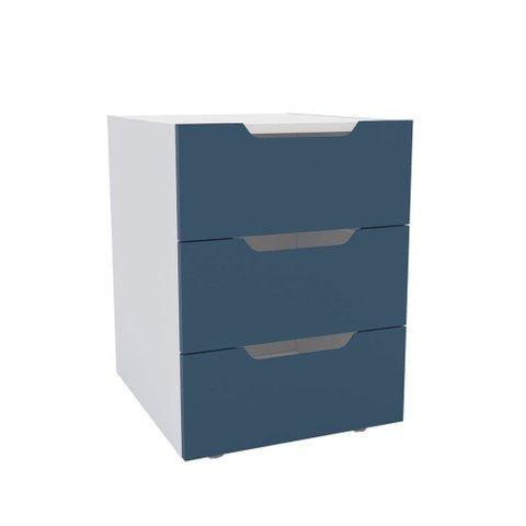 Mesa de Cabeceira Madri 3 Gavetas Azul/branco - Politorno