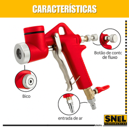 Pistola Textura Pneumática Chapisco Grafiatos Projetado Bico 4mm/6mm/8mm 5 Litros + Brinde Bicos Sne - 5