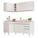 Ver imagem 1 de Armário de Cozinha Modulado de Canto Direito 4 Peças Cp38 Balcão com Tampo Branco - Lumil Lumil Móve