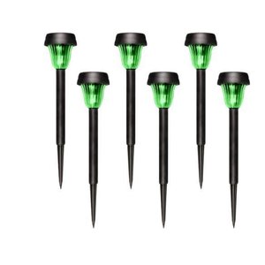 Kit 06 Luminárias Espeto Solar Decoração Led Preto Abs Verde