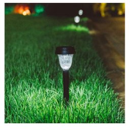 Kit 06 Luminárias Espeto Solar Decoração Led Preto Abs Verde - 3